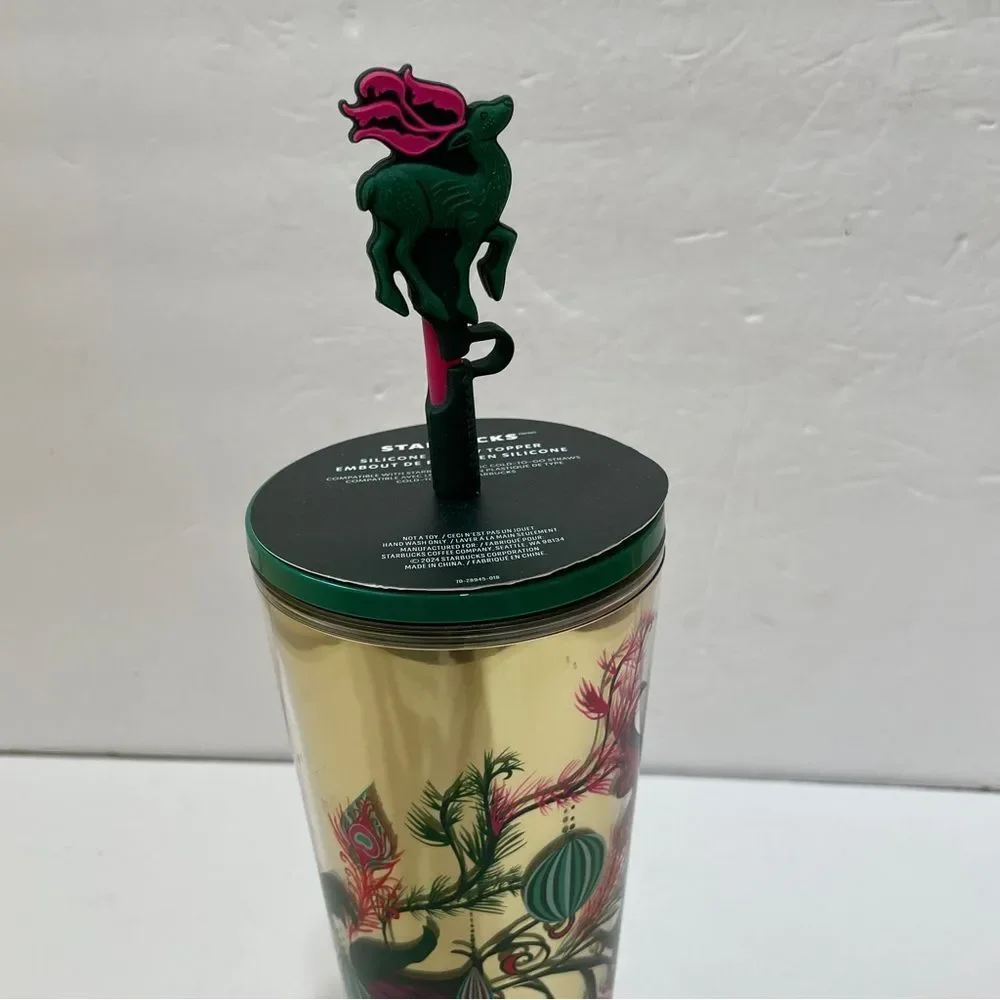 NEW WITH TAGS STARBUCKS 2024 HOLIDAY REINDEER PEACOCK COLLECTION COLD CUP TUMBLR